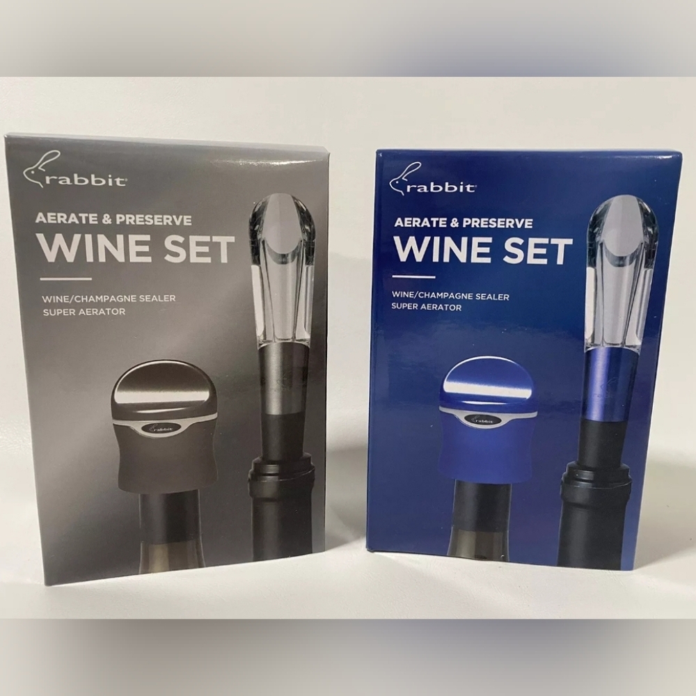 TWO Rabbit Aerate and Preserve Wine Sets NIB (Wine/Champagne)